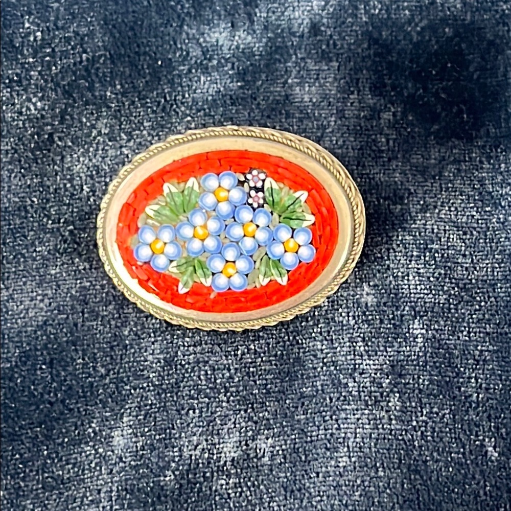 Forget Me Not Mosaic Brooch set in silver